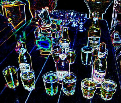 The beer sampling table
