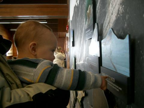 checking out the visitor center displays