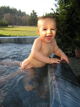 A little hot tubbin' at Grandma and Pete's!