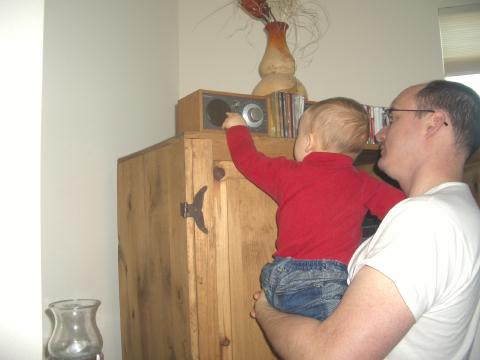 Turning up the music for daddy.