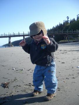Sam had a great time checking out the beach!