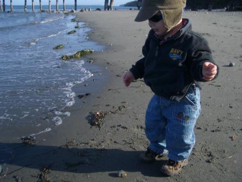 He loves water, just like his doggie!
