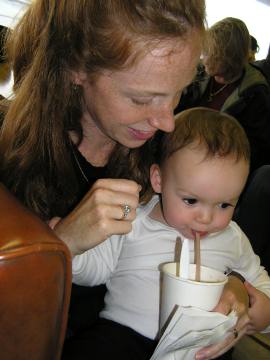 milk shake on the ferry - it was VERY crowded and VERY hot...