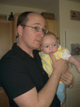 Dad and son on Mother's Day