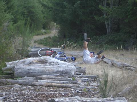 Dave does this crazy series of log jumps...