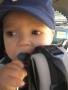his fav new teething toy - mom's platypus water bladder