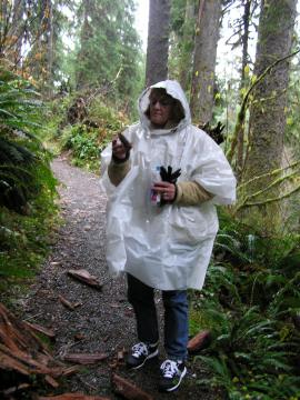 While the men fished, the women hiked in the rain forest.